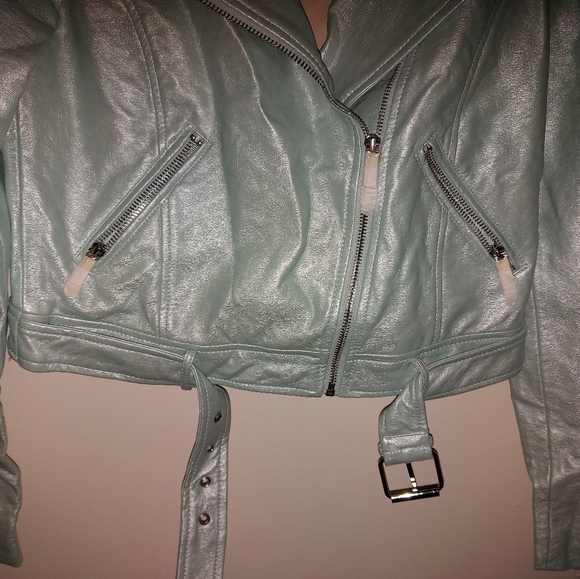 NWT Forever 21 Seafoam Shiny Jacket - Picture 3 of 7